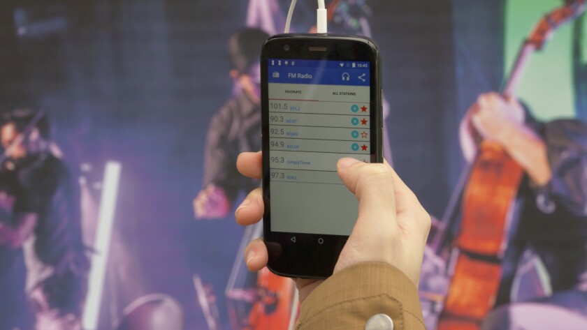 Most smartphones can easily pick up the FM signals from a distance of up to 12 ft (3.6 m)
