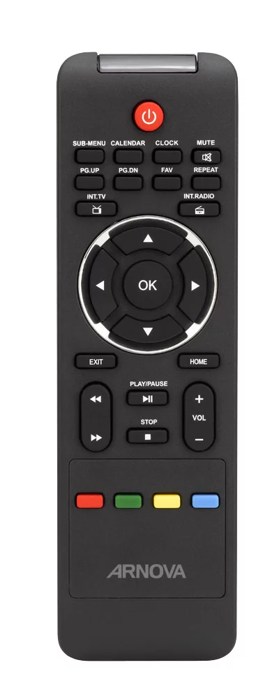 The included remote control offers direct access to calendar, clock and alarm functions as well internet TV and web radio
