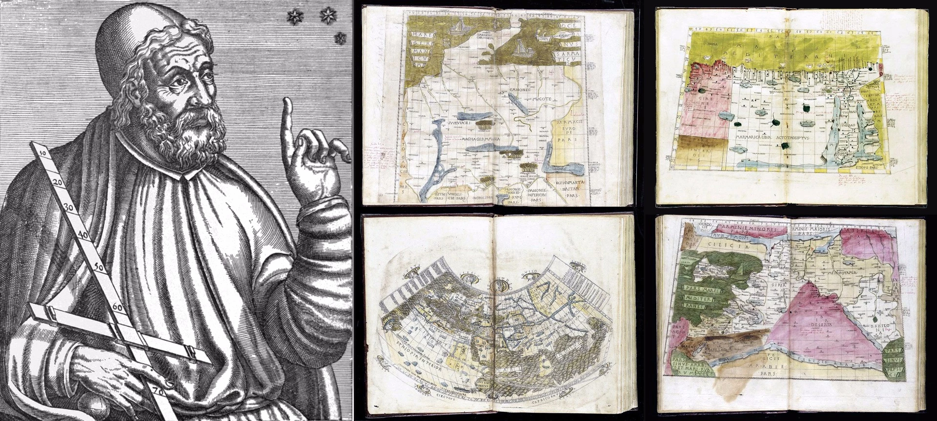 Lord Wardington wrote of Ptolemy's Cosmographia, Imagine the wonderment of someone looking at a map for the first time! For these maps are the first ever printed, and for most people at that time they would have been the first maps that they had ever seen. This is the first atlas ever published... as such this book is therefore of the first importance in the field of geography, science and all the graphic arts. Today, what is not generally realised is that maps, hitherto nearly always treated as utilitarian pieces of paper, were at this time and always have been, works of art in the technique of engraving, having as they do elaborate decoration of many kinds, and magnificent calligraphy... Nor is it generally fully appreciated that up to the publication of this atlas all maps had been original manuscripts, or copies of those manuscripts, and laziness on the part of the copier, or illegibility due to use often caused inaccuracies. But with the printing of maps, scholars of all nationalities could compare and revise, and this led immediately to a very considerable advance in geographical knowledge ...