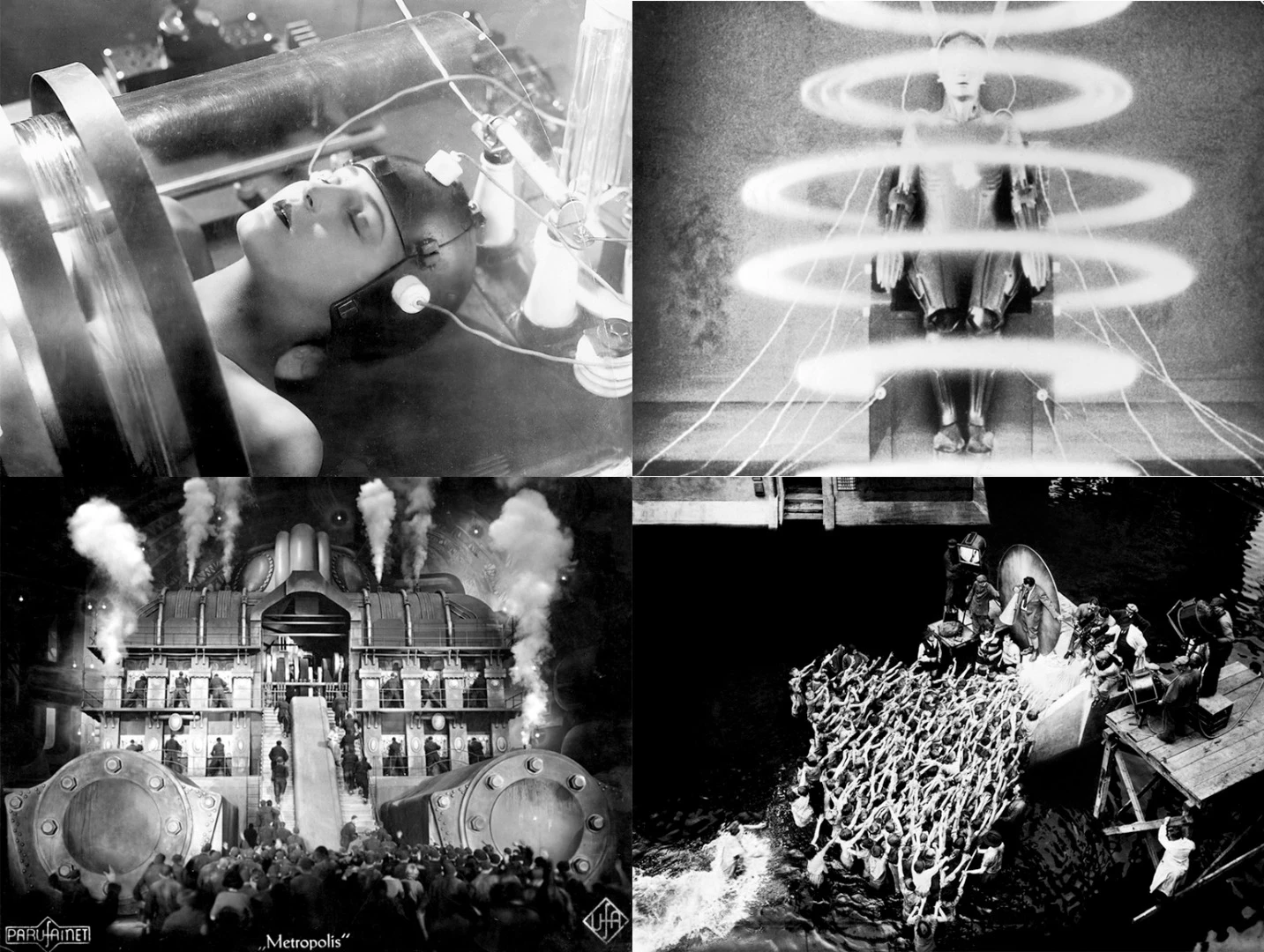 Scenes from the 1927 movie Metropolis which is generally regarded as the first science fiction movie.
