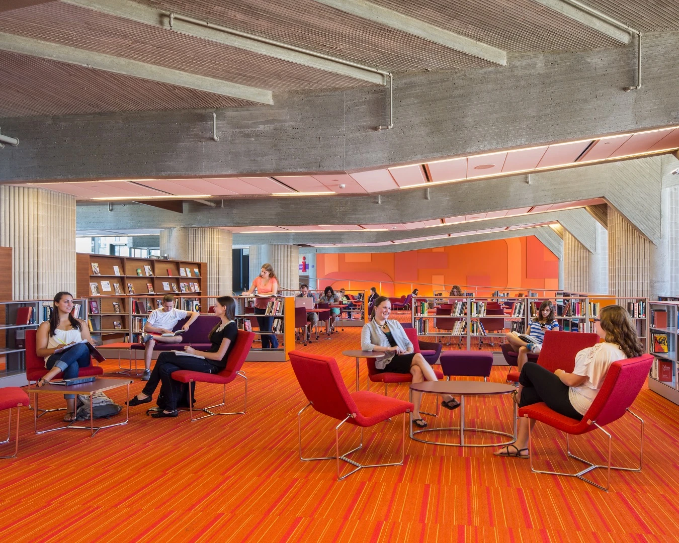 The University of Massachusetts Dartmouth, Claire T. Carney Library, by designLAB architects, involved the renovation of a Brutalist university building