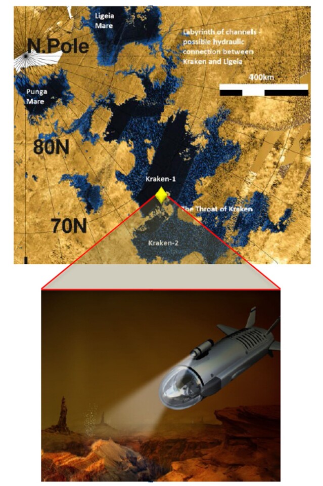 The Titan submarine would explore Kraken Mare (Image: NASA)