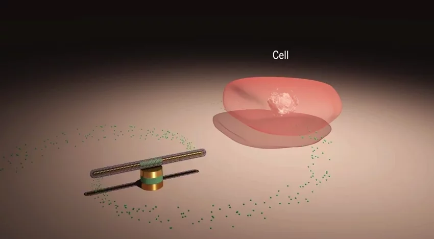 The nanomotor is so small that it could fit inside a single cell (Image: University of Texas)