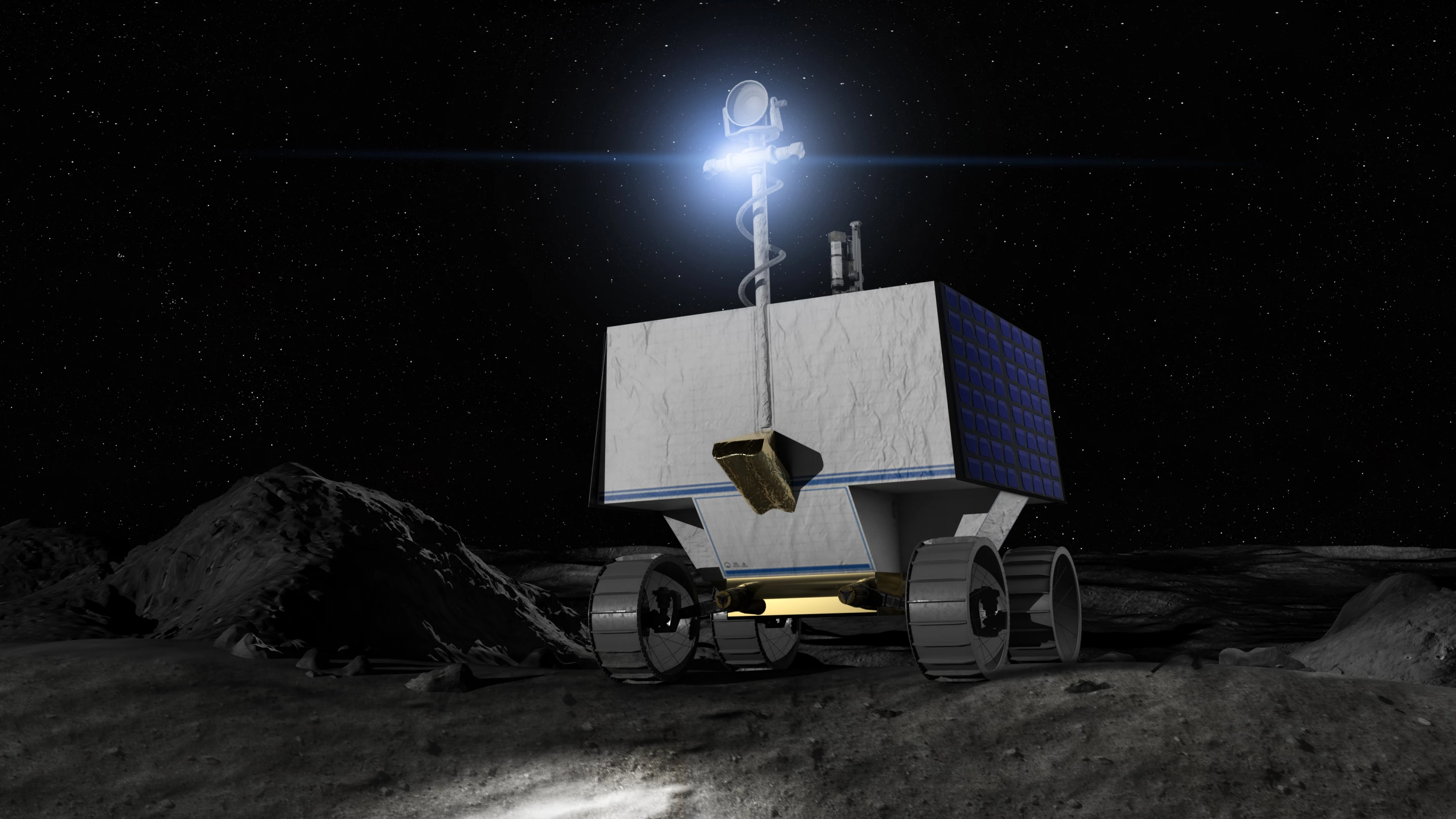 Artist's concept of the VIPER rover that will be delivered to the Moon by Astrobotic