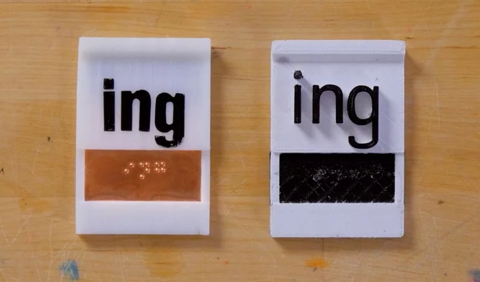 Two different prototype tiles from The Read Read, a new device that teaches braille to the blind or visually impaired