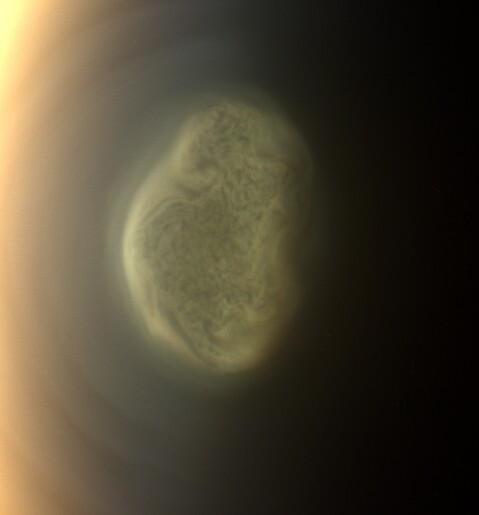 Shot of Titan's south pole, captured by Cassini in 2012