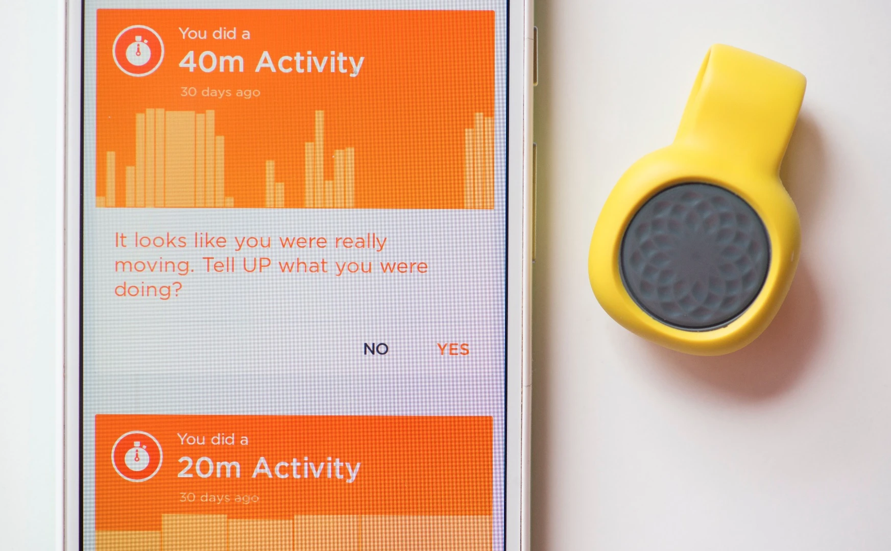 Workouts can be timed using the stopwatch function of the Jawbone UP Move fitness tracker and more details added via the app