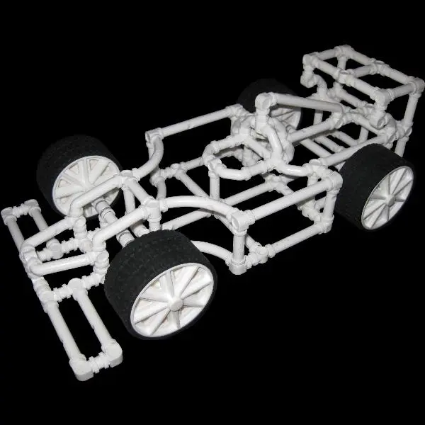 A formula 1 car, complete with moving wheels, created with Crossbeams