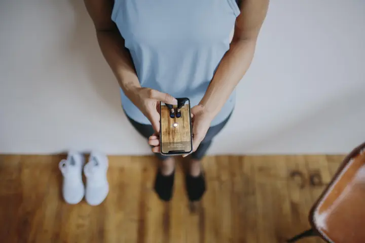 Nike Fit users are required to stand against a wall while wearing their socks