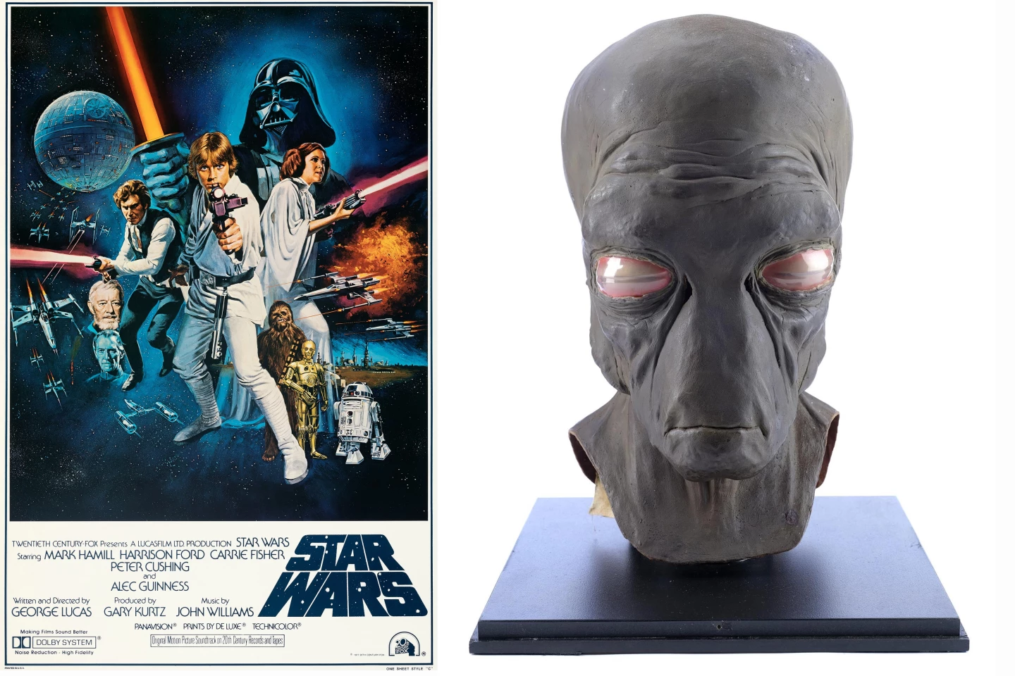 Duros Cantina Alien Mask from Star Wars: A New Hope (1977) | Estimate: $60,000 to $80,000 | Propstore Entertainment Memorabilia Live Auction | Los Angeles | 26 & 27 August 2020