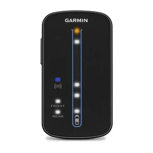 Data is transmitted to the display unit in the cyclist's vision with soon-to-be passing vehicles presented as a line of LEDs