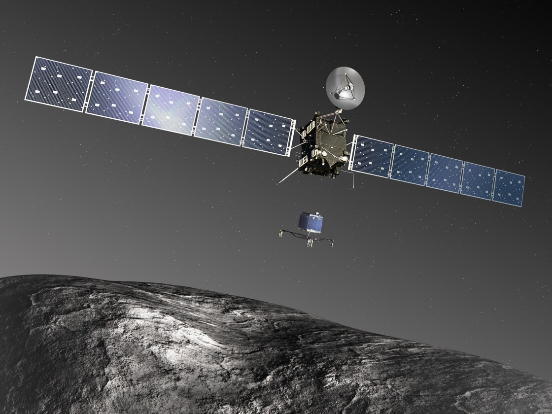 Artist's concept of Rosetta deploying the Philae lander