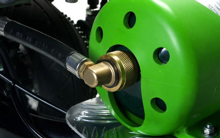 One propane cylinder gives the vehicle a range of 30 to 40 miles (48 to 64 km) or two to three hours
