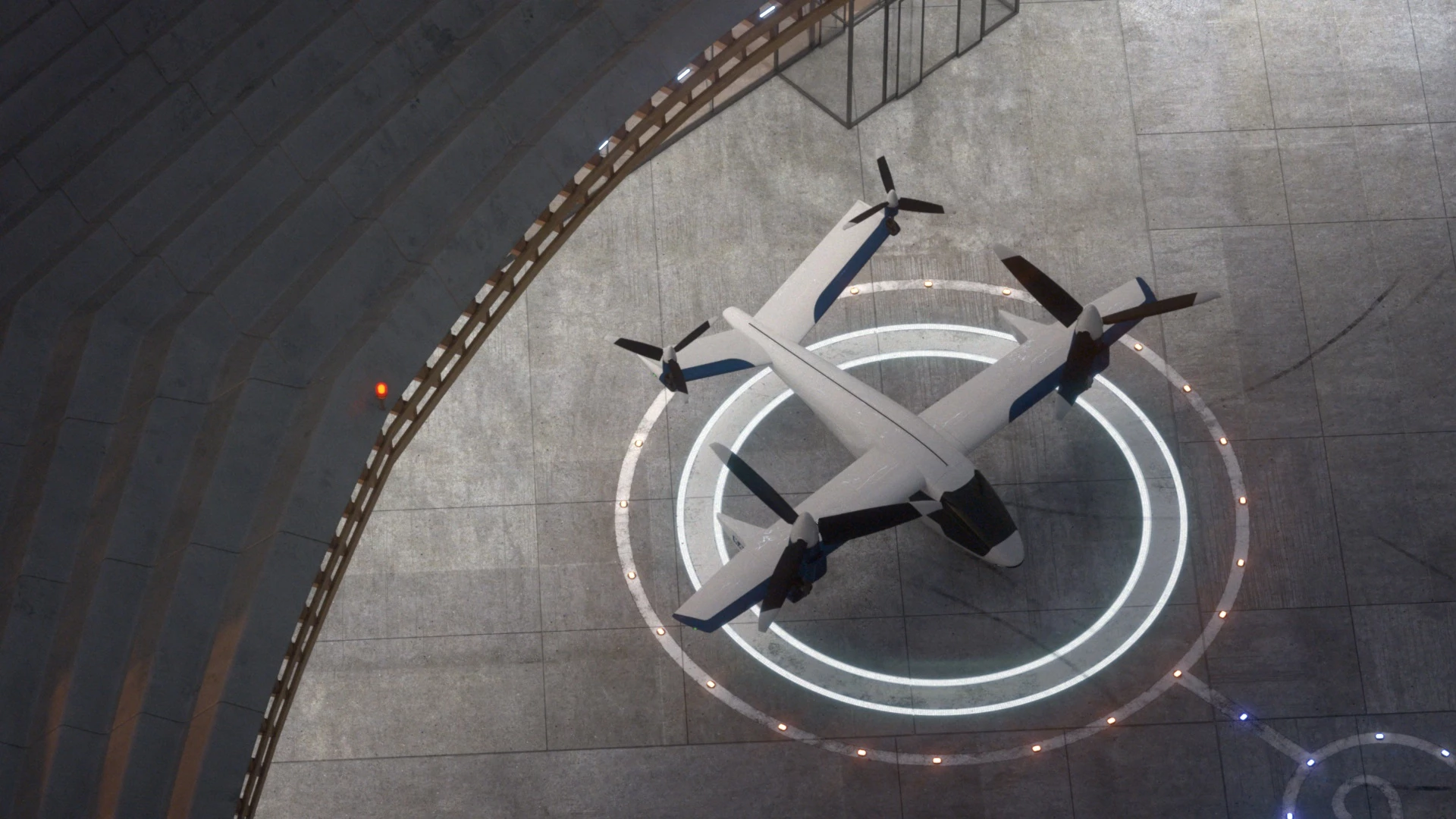 The Overair design uses two very large front props and two smaller rear ones, all capable of tilting