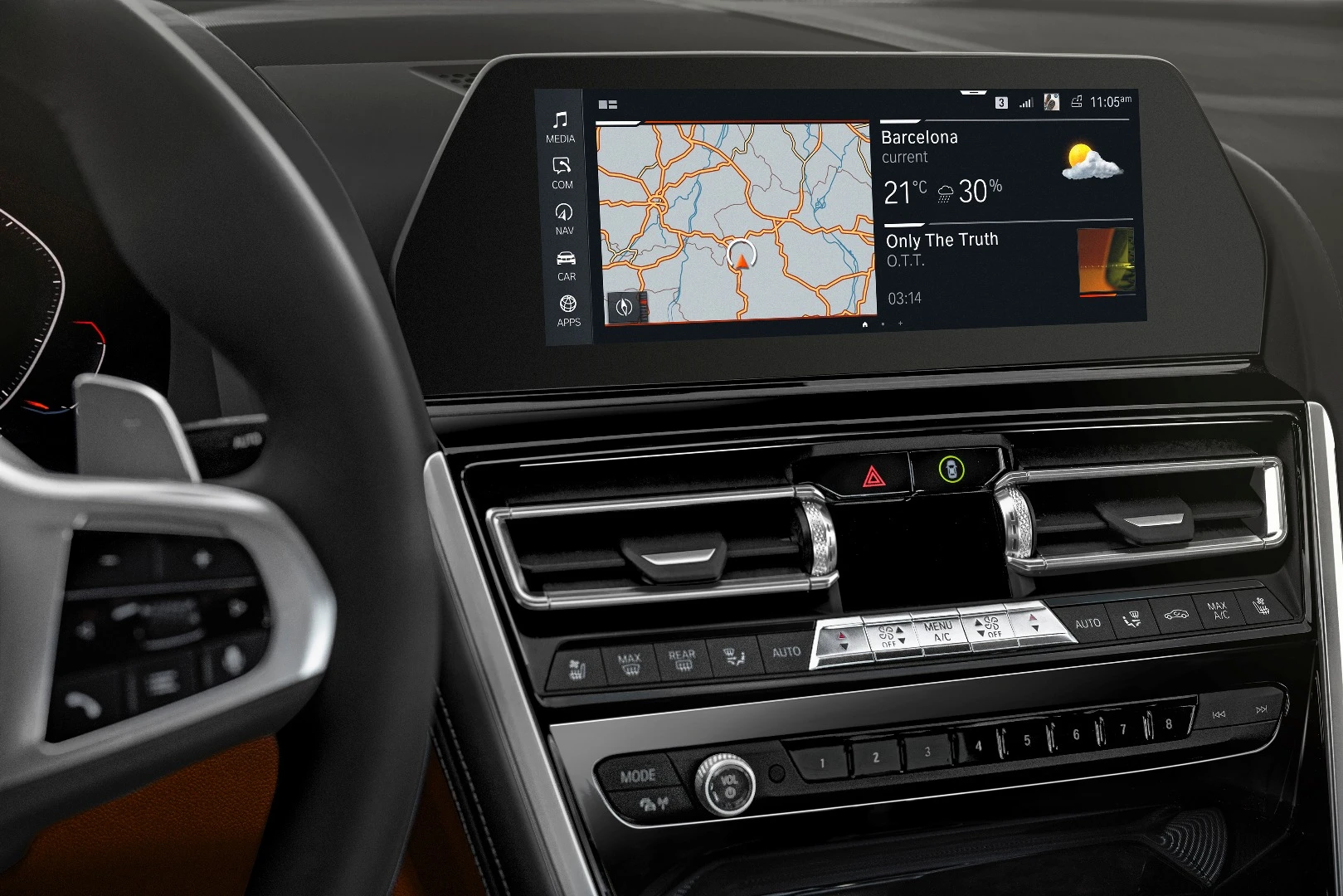 A new “function cluster” in the center stack provides driver settings that give haptic feedback when activated or changed