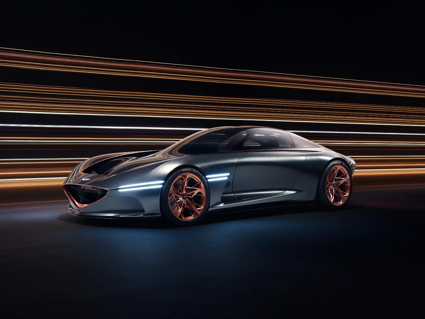 The laser-based Quad Lights extend over the wheels and onto the flanks for a distinctive look at night