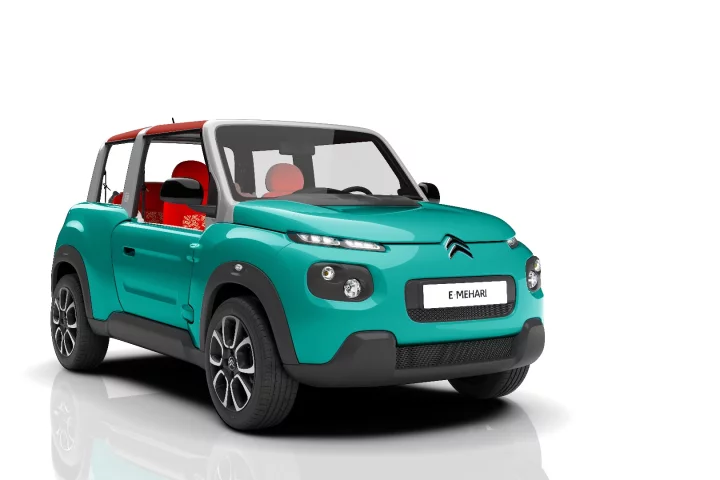 The E-Mehari is part Cactus M concept, part Bollore Bluesummer and part classic Méhari
