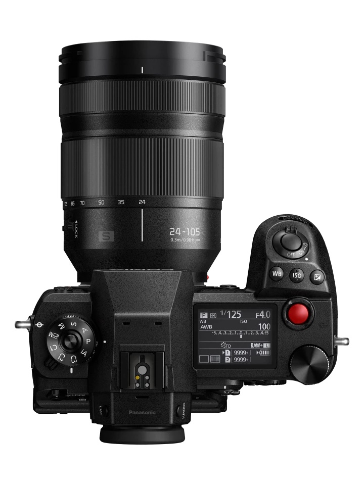 The S1H, rigged up with a 24-105mm F/4 lens