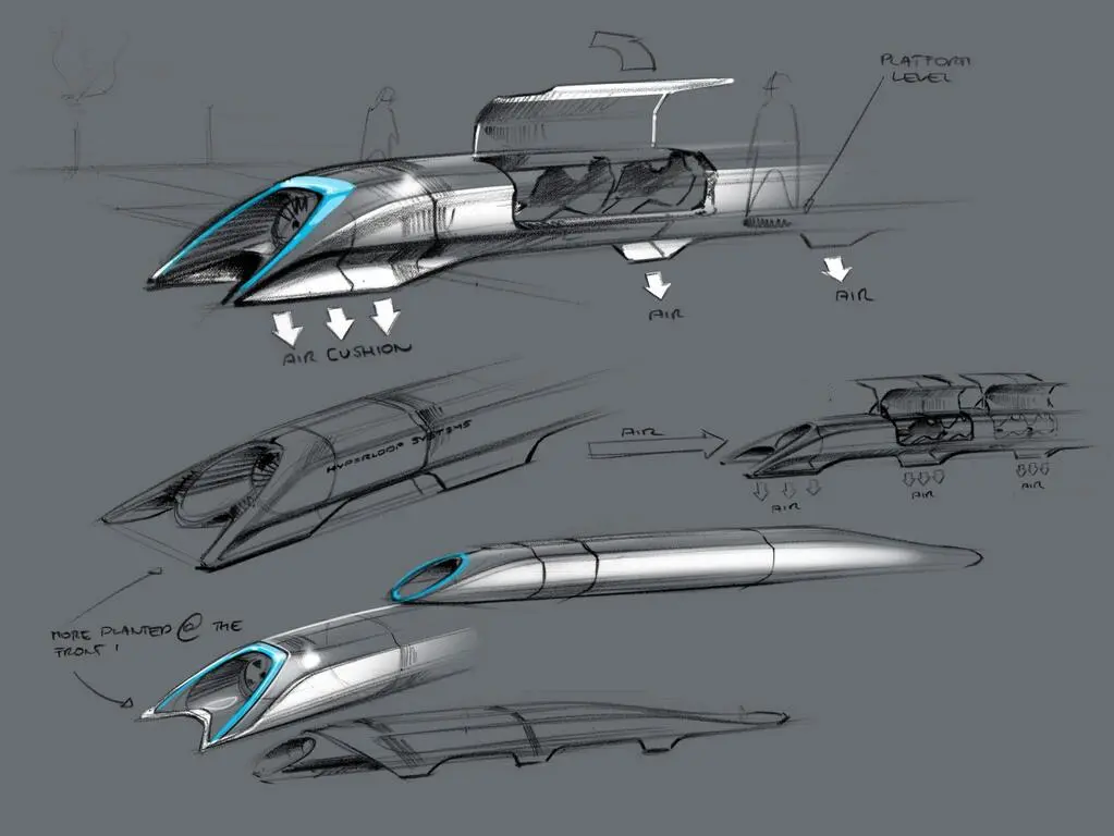 Design sketches of the Hyperloop capsule