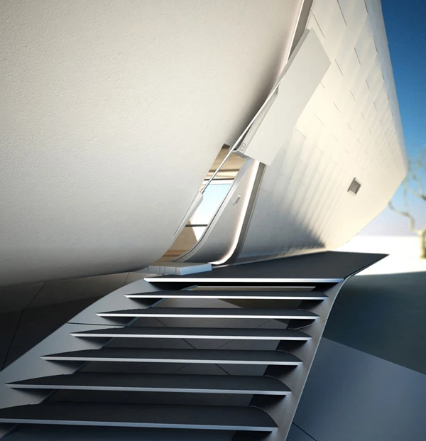 The hydraulic powered automatic door, which opens into two sections (image from Violent Volumes)