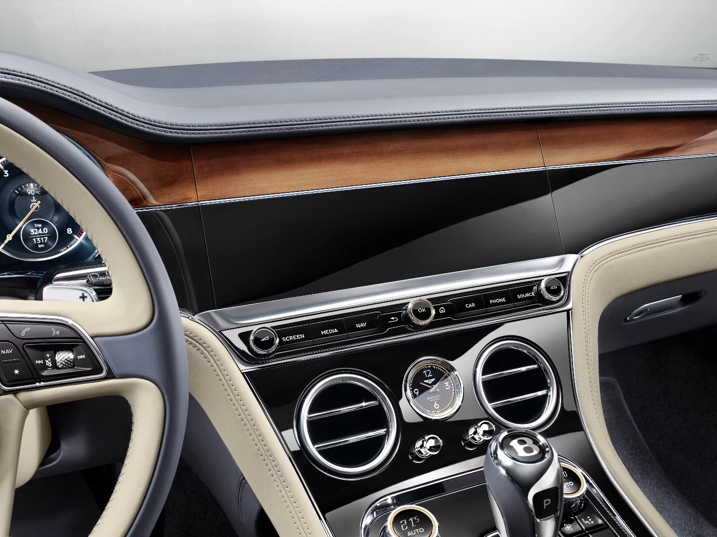 The wood veneer in the Continental GT when the widescreen display is folded away
