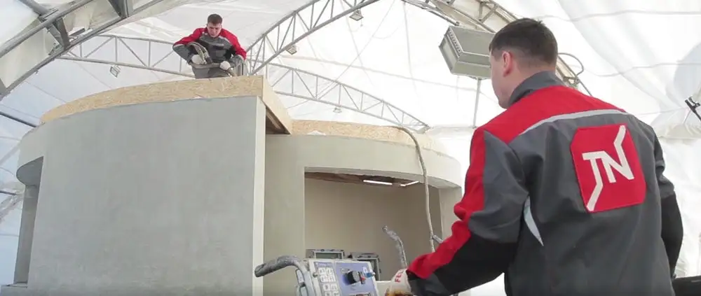 The 3D-printed home's roof was added later