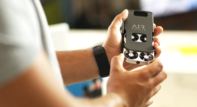 The drone connects to the iOS or Android phone via its own Wi-Fi network