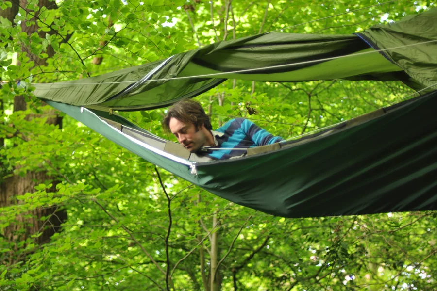 Tentsile offers campers the comfort of a hammock, dangling between the trees