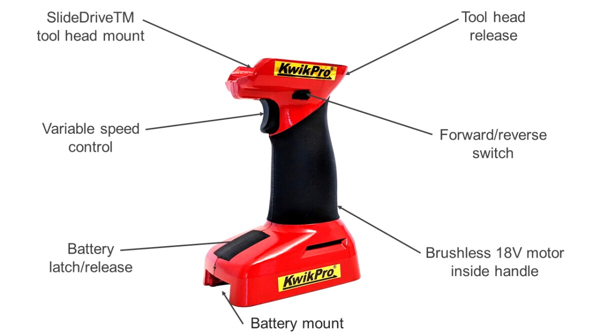KwikPro's SlideDrive system is built around the powered handle