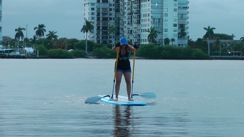 The Supski is designed to be installed on an existing board, and reportedly should work with standard modular paddles