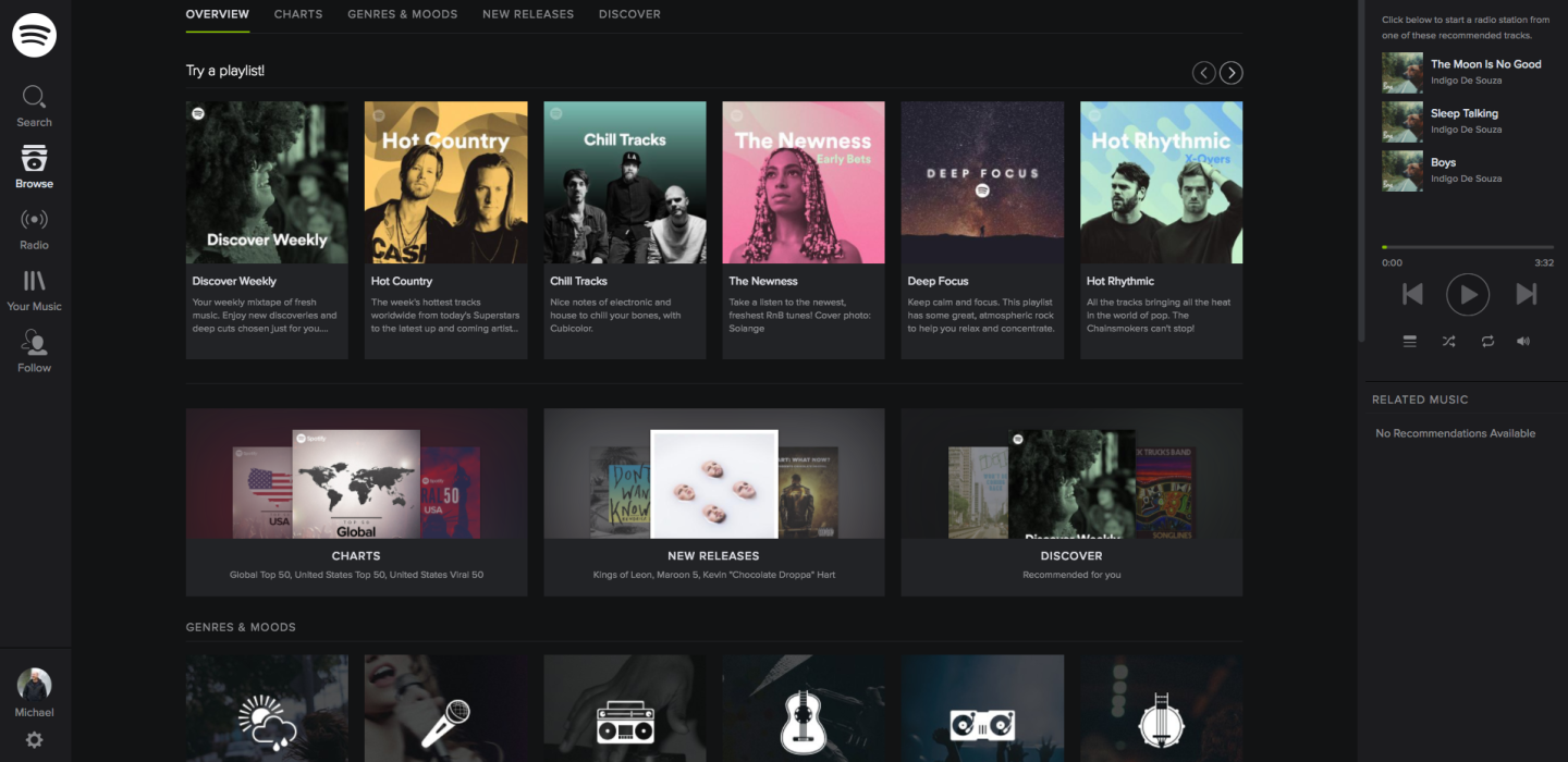 Both the Spotify and Amazon user interfaces are equally easy to navigate