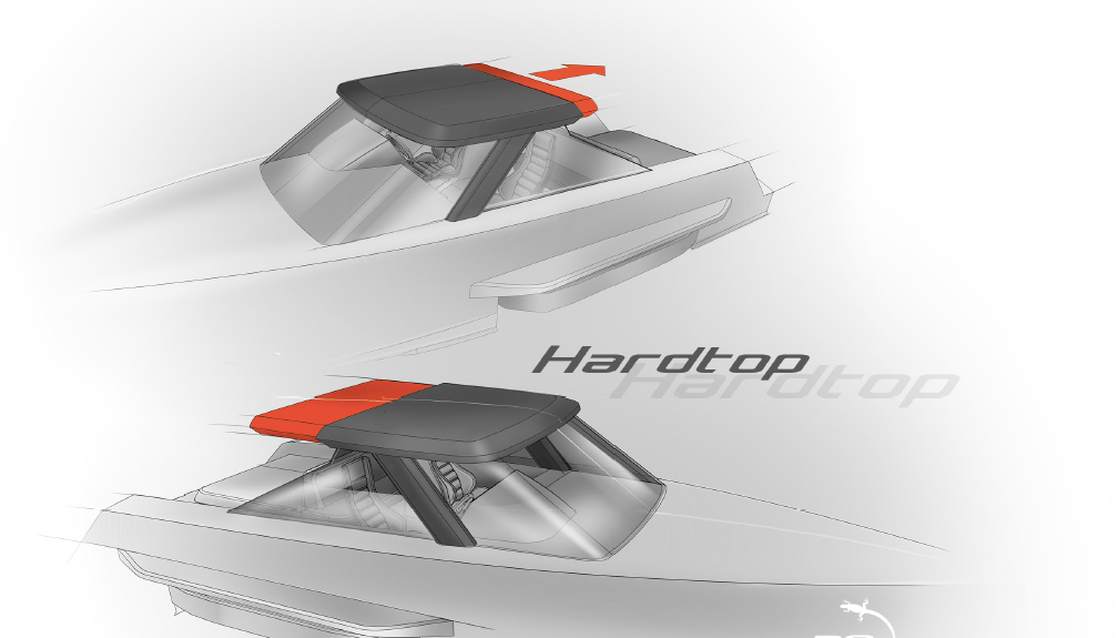 The Iguana Commuter has a retractable hardtop that can be adjusted in height to be used as a sunshade, or sealed down watertight in inclement weather