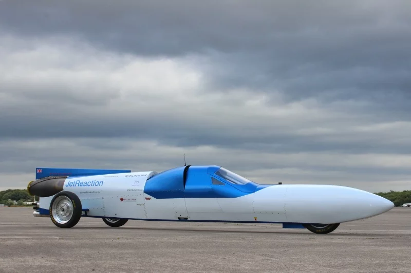 Jet Reaction at rest – the tricycle "training wheels" on the back will be removed by the time the machine hits the salt this fall