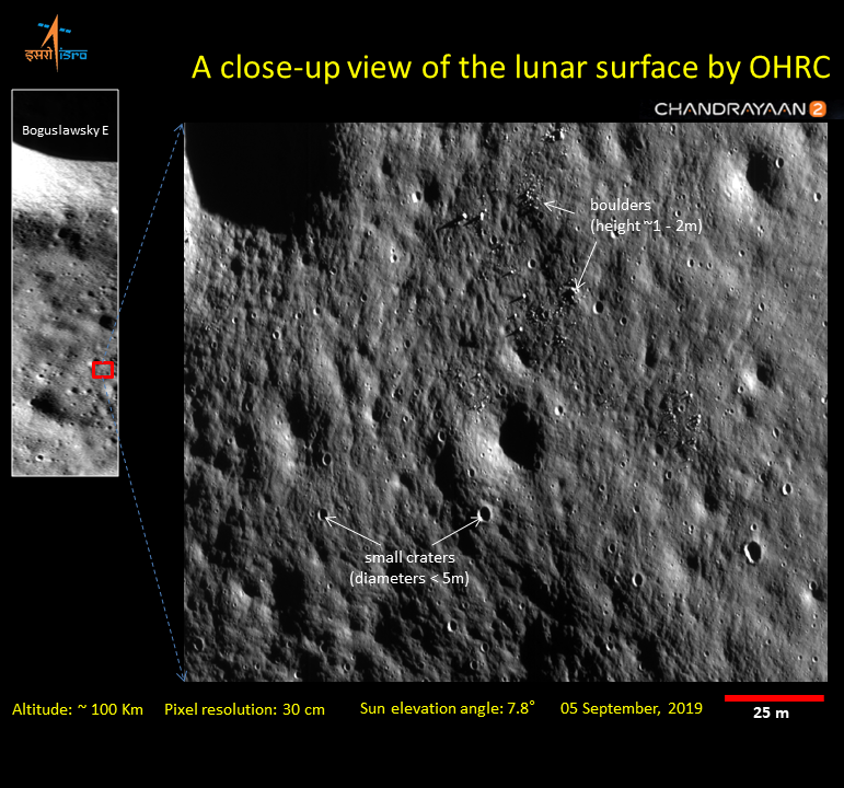 Image of the lunar surface taken from the ISRO's Chandrayaan-2 spacecraft
