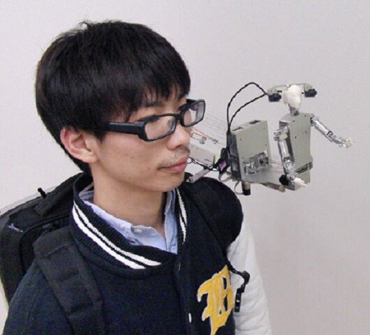 The MH-2 is a wearable miniature humanoid telepresence robot (Photo: Yamagata University)