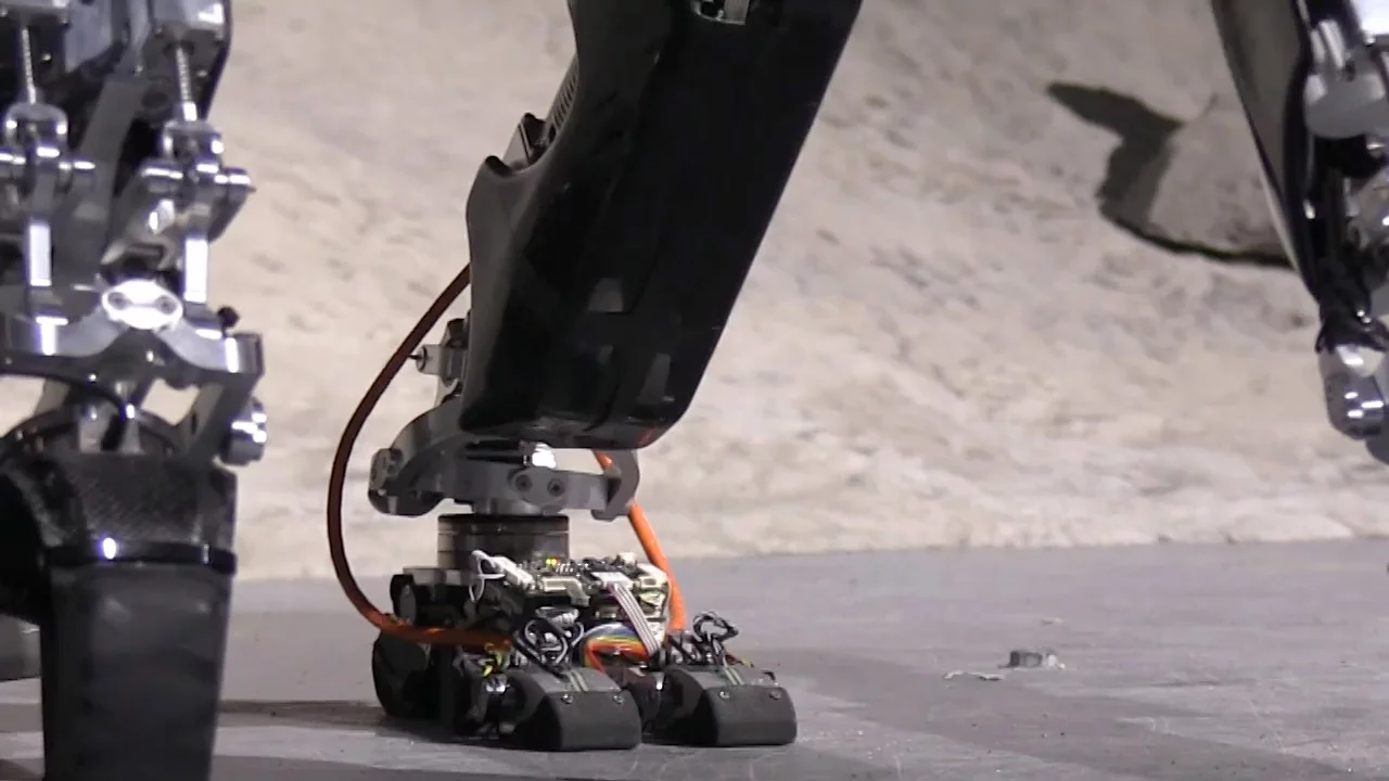 A close-up of the iStruct Demonstrator's foot and ankle mechanism