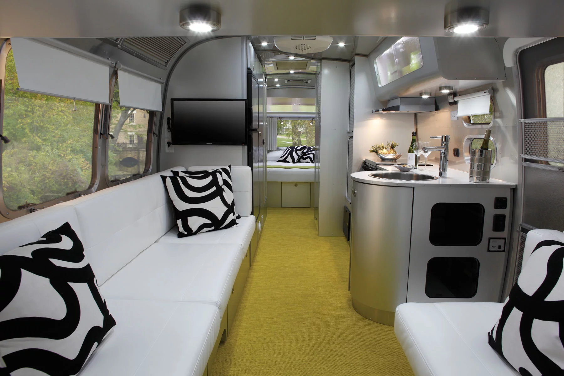 The Airstream International Sterling's interior goes metallic