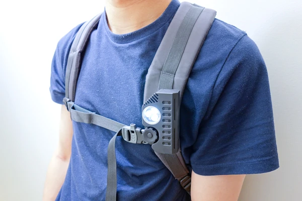 Using an optional clip mount, the Function can be attached to a backpack strap