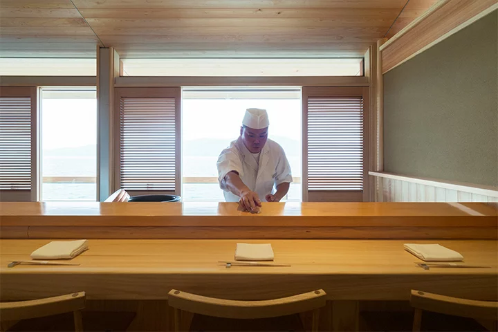 A Japanese chef gets ready for meal time