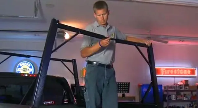 The Invis-A-Rack is a ladder rack for pick-up trucks that folds away when not in use