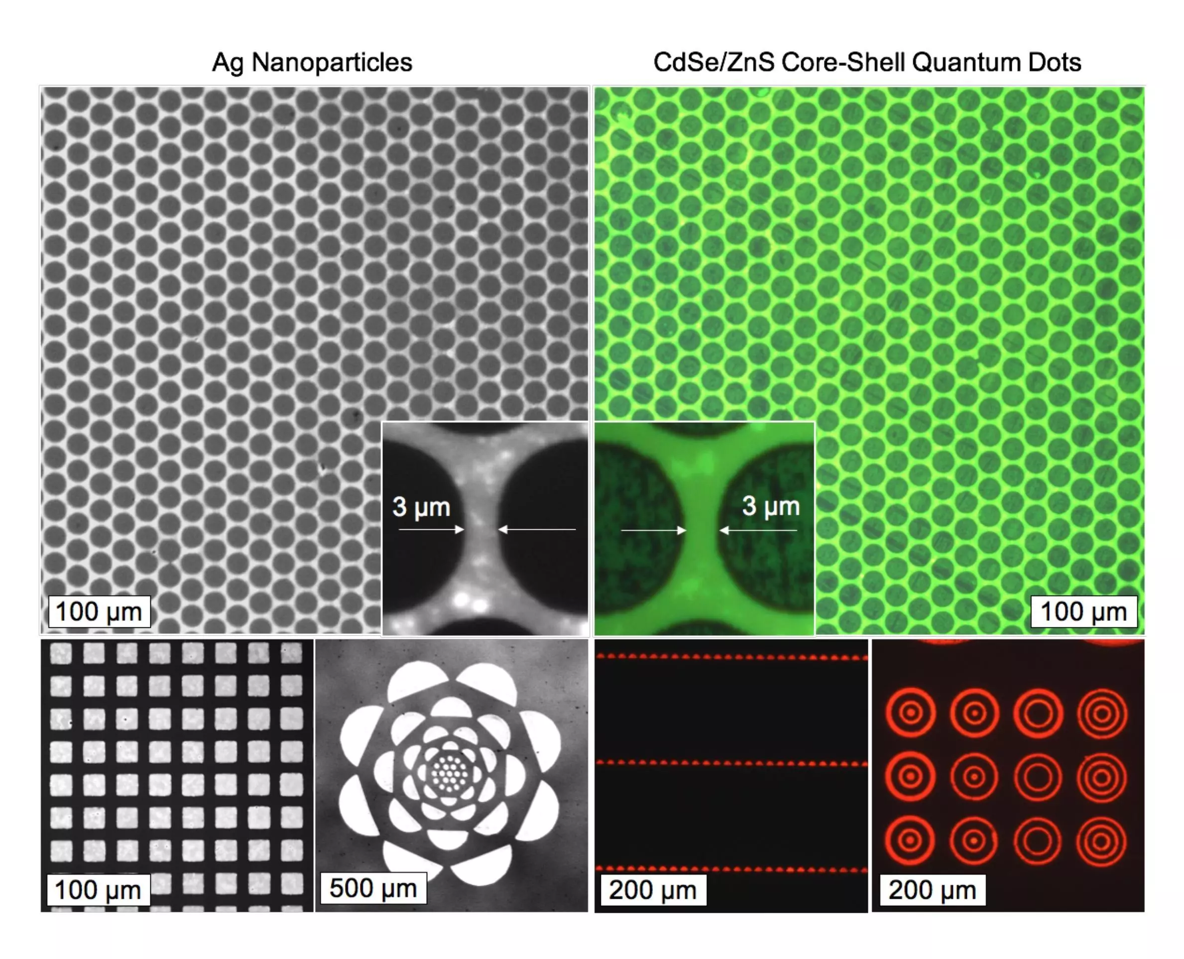 A close-up of the patterns of the printed nanoparticles