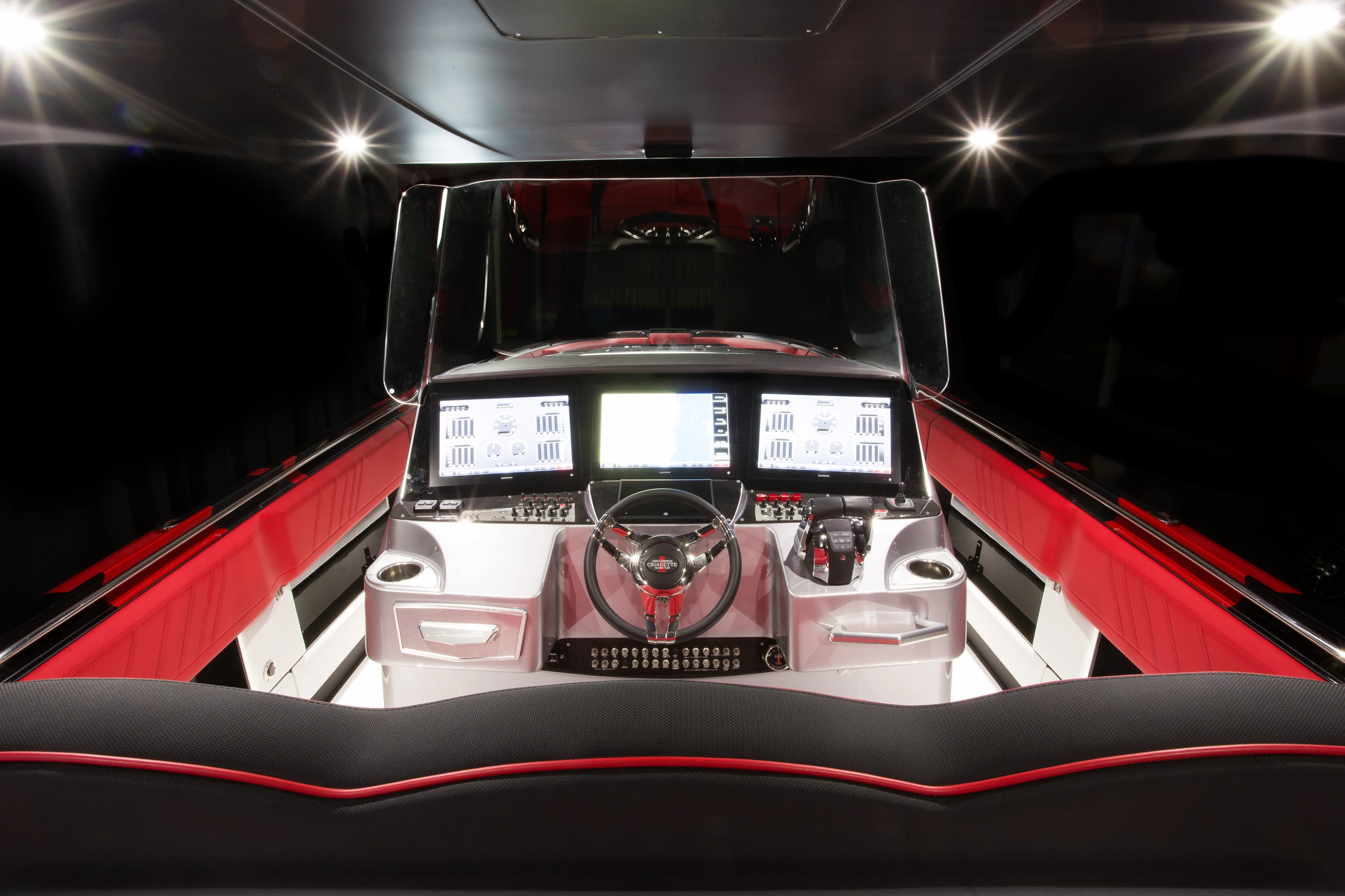 The cabin features no less than three 17-inch Garmin HD touch screens