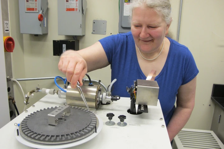 Prof. Diane Beauchemin analyzes hair in her lab (Photo: Anne Craig)