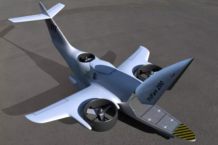 The Trifan 200: a transitioning hybrid diesel eVTOL with a pop-up cabin for cargo
