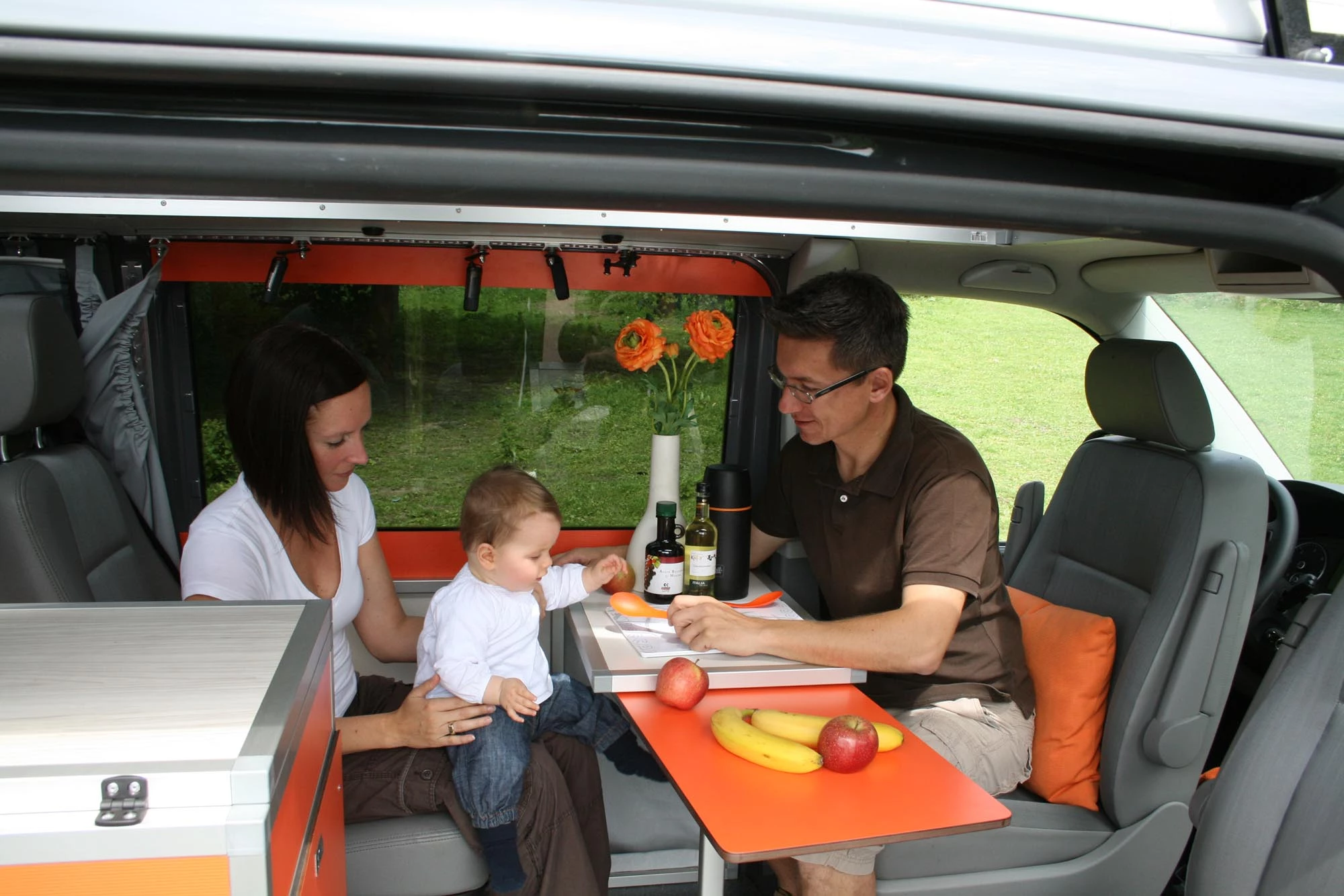 The Terock interior includes a removable, expandable dining table plus swivel cab seats