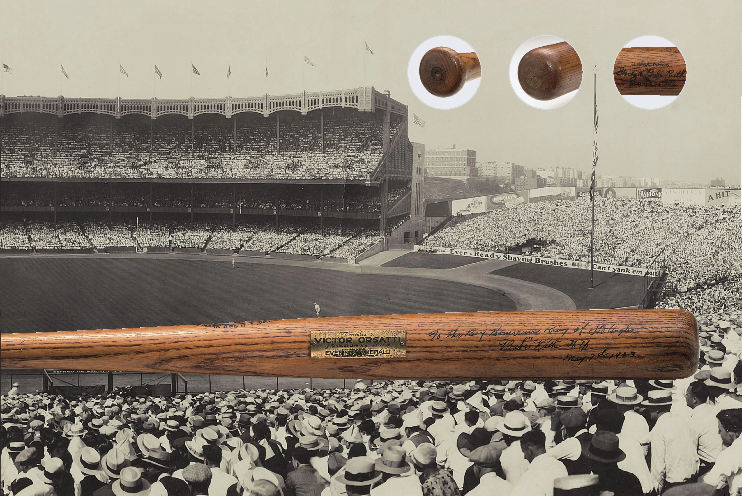Babe Ruth 1923 Baseball Bat | Auction House: Sotheby's/SCP | Price fetched: $1,265,000 | Auctioned: December 2, 2004