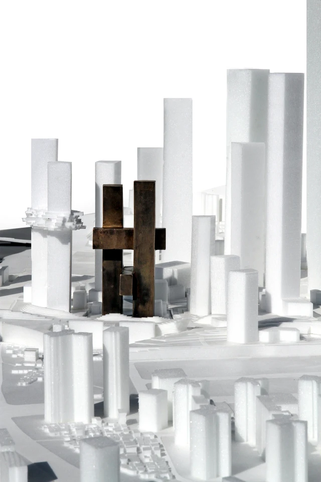 BIG is modeling the look of the proposed building after the familiar hashtag symbol, by placing two interlocking bridges between two skyscrapers