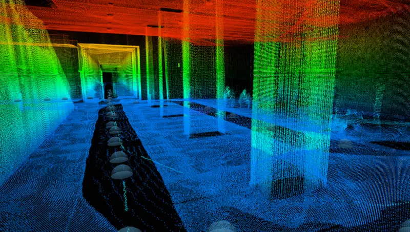 A three-dimensional point cloud map generated by NAVVIS