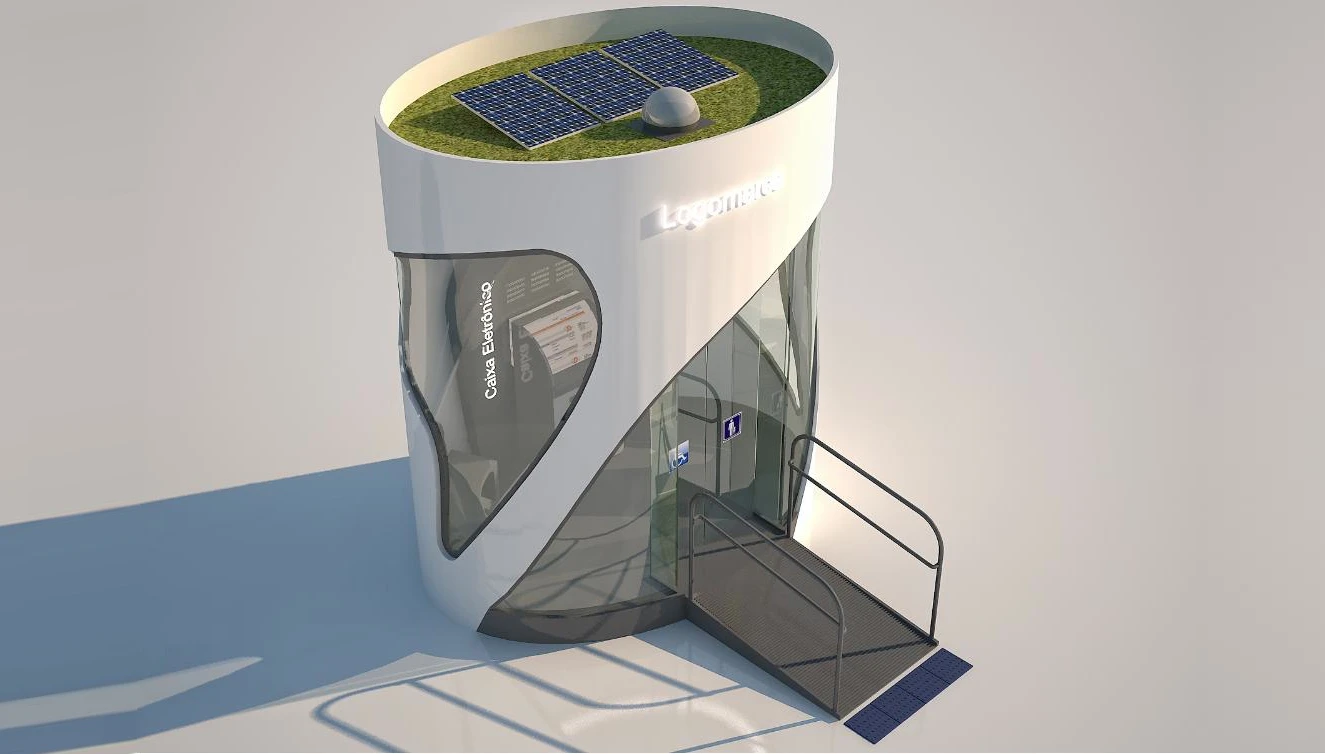 The eco-friendly ATM booth constructed from environmentally friendly raw materials