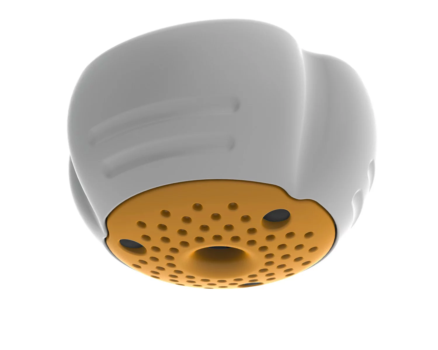 The attachment is made with a hard plastic casing and powered by small solar panels on the top that work even on cloudy days